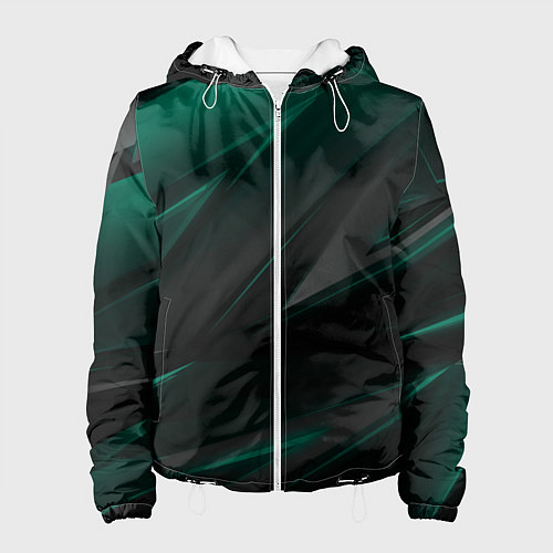 Женская куртка Бирюзовый черный фон / 3D-Белый – фото 1