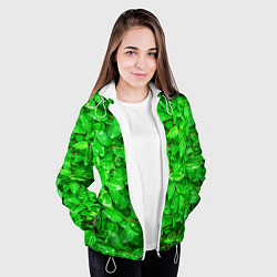Куртка с капюшоном женская Зелёные листья - текстура, цвет: 3D-белый — фото 2