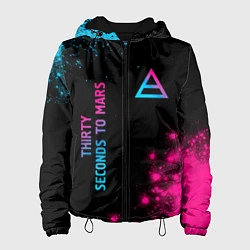 Куртка с капюшоном женская Thirty Seconds to Mars Neon Gradient, цвет: 3D-черный