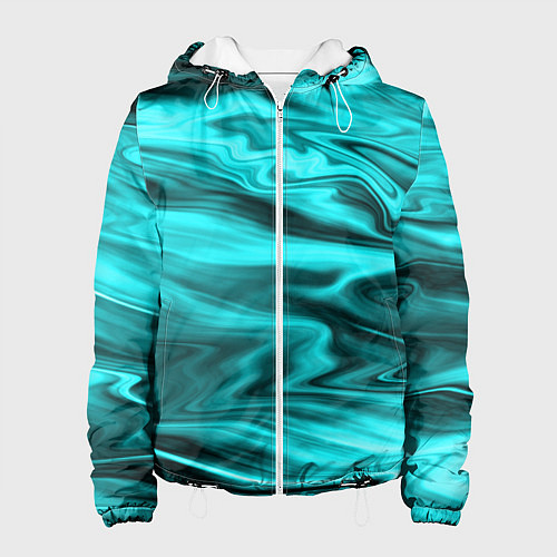 Женская куртка Неоновый бирюзовый мраморный узор / 3D-Белый – фото 1