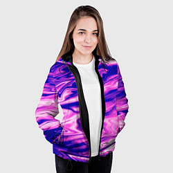 Куртка с капюшоном женская Розово-фиолетовый мраморный узор, цвет: 3D-черный — фото 2