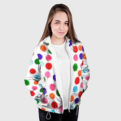 Куртка с капюшоном женская Веселые акварельные кружочки, цвет: 3D-белый — фото 2