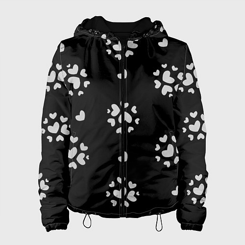 Женская куртка Серые сердца на черном фоне / 3D-Черный – фото 1