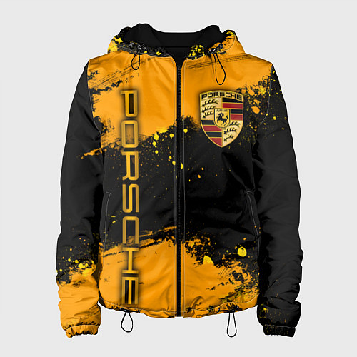 Женская куртка PORSCHE - ОРАНЖЕВЫЕ БРЫЗГИ / 3D-Черный – фото 1