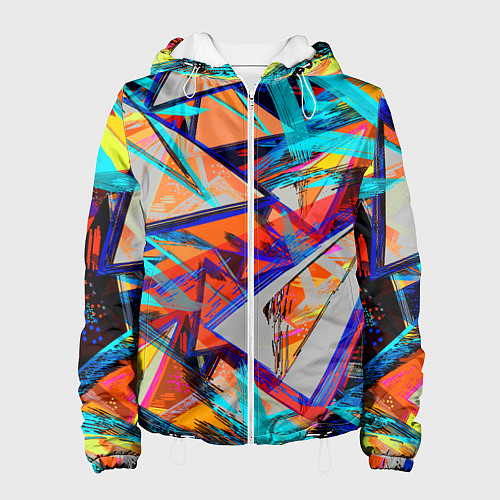 Женская куртка Яркий неоновый абстрактный узор / 3D-Белый – фото 1