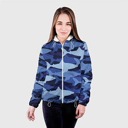Куртка с капюшоном женская Акулий камуфляж - паттерн, цвет: 3D-белый — фото 2