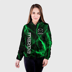 Куртка с капюшоном женская Mazda зеленые молнии, цвет: 3D-черный — фото 2