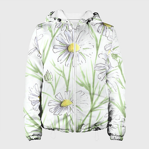Женская куртка Скетч Ромашки / 3D-Белый – фото 1