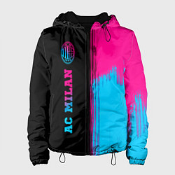Куртка с капюшоном женская AC Milan - neon gradient: по-вертикали, цвет: 3D-черный