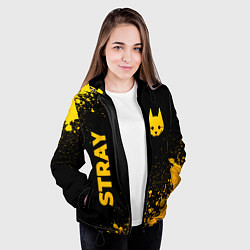 Куртка с капюшоном женская Stray - gold gradient: символ и надпись вертикальн, цвет: 3D-черный — фото 2