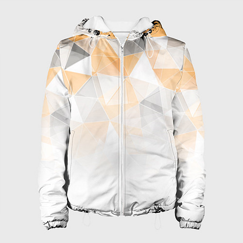 Женская куртка Однотонный белый и желто-серый геометрический / 3D-Белый – фото 1
