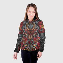 Куртка с капюшоном женская Голова красного робота, цвет: 3D-черный — фото 2