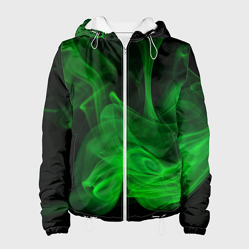 Женская куртка Зелёный абстрактный дым / 3D-Белый – фото 1