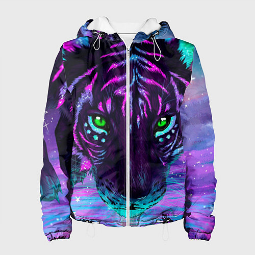 Женская куртка Светящийся неоновый тигр / 3D-Белый – фото 1