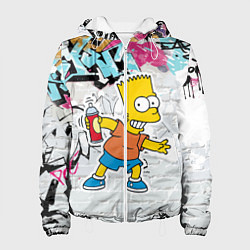 Куртка с капюшоном женская Барт Симпсон на фоне стены с граффити, цвет: 3D-белый