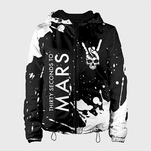 Женская куртка Thirty Seconds to Mars и рок символ на темном фоне / 3D-Черный – фото 1