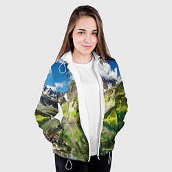 Куртка с капюшоном женская Живописное горное озеро, цвет: 3D-белый — фото 2