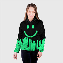 Куртка с капюшоном женская Смайлик с подтеками, цвет: 3D-черный — фото 2