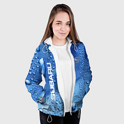 Куртка с капюшоном женская Subaru - капли, цвет: 3D-белый — фото 2