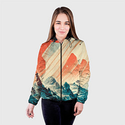Куртка с капюшоном женская Иллюстрация ретро пейзаж, цвет: 3D-черный — фото 2