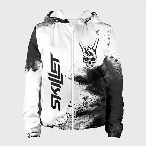 Женская куртка Skillet и рок символ на светлом фоне / 3D-Белый – фото 1