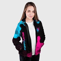 Куртка с капюшоном женская Poppy Playtime - neon gradient: символ и надпись в, цвет: 3D-черный — фото 2