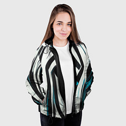 Куртка с капюшоном женская Цифровой окрас зебры, цвет: 3D-черный — фото 2