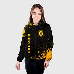 Куртка с капюшоном женская Chelsea - gold gradient: символ и надпись вертикал, цвет: 3D-черный — фото 2