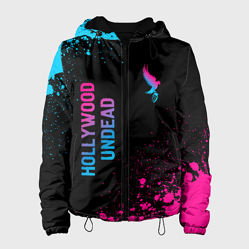 Женская куртка Hollywood Undead - neon gradient: символ и надпись / 3D-Черный – фото 1