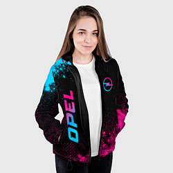Куртка с капюшоном женская Opel - neon gradient: символ и надпись вертикально, цвет: 3D-черный — фото 2