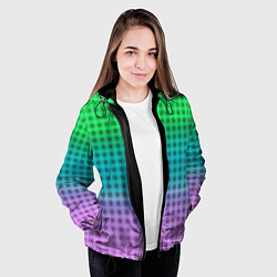 Куртка с капюшоном женская Gradient lilac green plaid, цвет: 3D-черный — фото 2