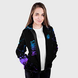 Куртка с капюшоном женская In flames - неон, цвет: 3D-черный — фото 2