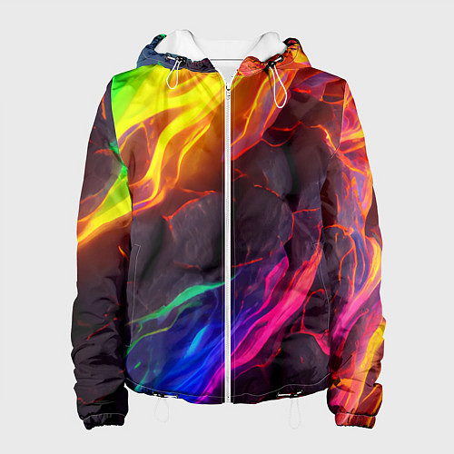 Женская куртка Neon rainbow lava / 3D-Белый – фото 1