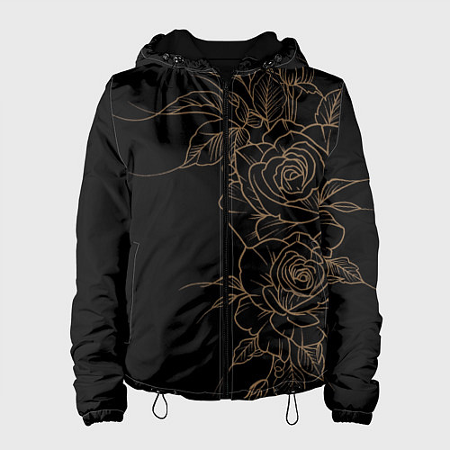 Женская куртка Элегантные розы на черном фоне / 3D-Черный – фото 1