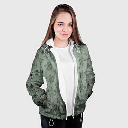 Куртка с капюшоном женская Старая затёртая мешковина с принтом, цвет: 3D-белый — фото 2