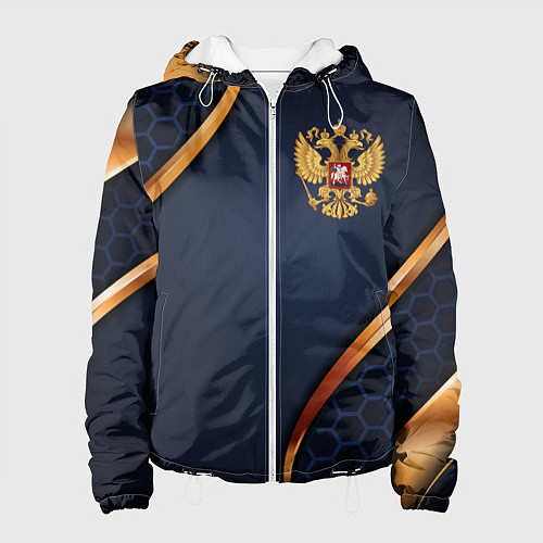 Женская куртка Blue & gold герб России / 3D-Белый – фото 1