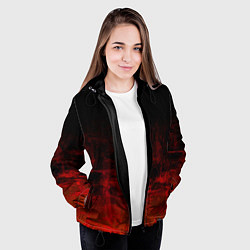 Куртка с капюшоном женская Черный однотонный и гранжевый красный, цвет: 3D-черный — фото 2