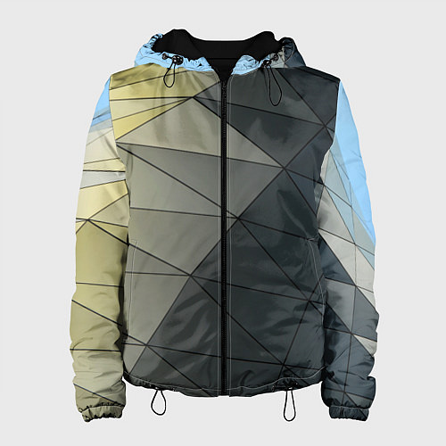 Женская куртка Абстрактная сетка из множества фигур / 3D-Черный – фото 1