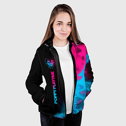 Куртка с капюшоном женская Poppy Playtime - neon gradient: по-вертикали, цвет: 3D-черный — фото 2