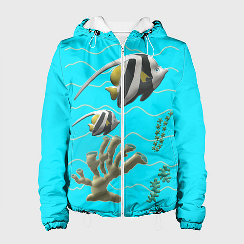 Женская куртка Подводный мир рыбки кораллы / 3D-Белый – фото 1