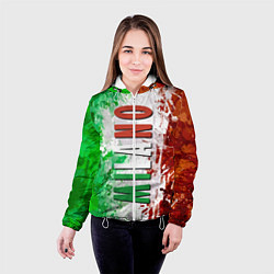 Куртка с капюшоном женская Флаг Италии - кляксы, цвет: 3D-белый — фото 2