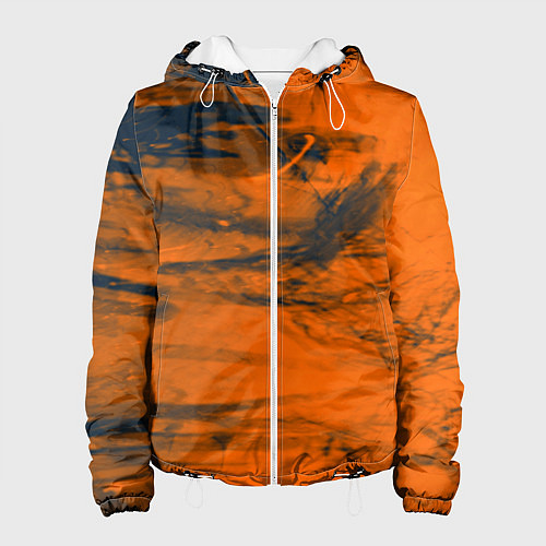 Женская куртка Абстрактная оранжевая поверхность и чёрные тени / 3D-Белый – фото 1