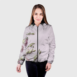 Куртка с капюшоном женская Красивые Цветы на Розовом фоне, цвет: 3D-черный — фото 2