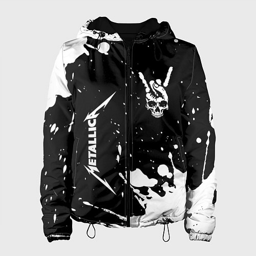 Женская куртка Metallica и рок символ на темном фоне / 3D-Черный – фото 1
