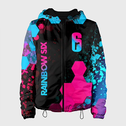 Женская куртка Rainbow Six - neon gradient: надпись, символ / 3D-Черный – фото 1
