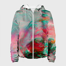Куртка с капюшоном женская Абстрактные переливающиеся краски, цвет: 3D-белый