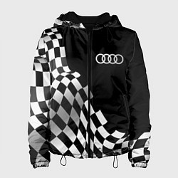 Куртка с капюшоном женская Audi racing flag, цвет: 3D-черный
