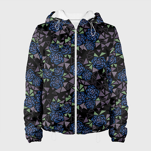 Женская куртка Мозаичный геометрический узор Розы / 3D-Белый – фото 1