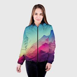 Куртка с капюшоном женская Горный пейзаж в пастельных тонах, цвет: 3D-черный — фото 2