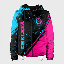 Куртка с капюшоном женская Chelsea - neon gradient: надпись, символ, цвет: 3D-черный